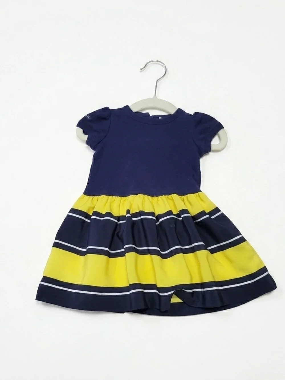 Ralph Lauren Navy and Yellow Striped Nautical Baby Girl Dress 6M